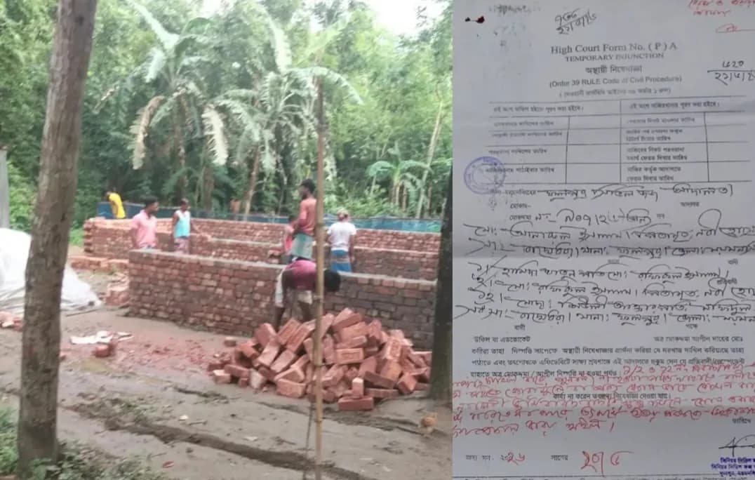 ভাইকে ঠকাতে আদালতের নিষেধাজ্ঞা অমান্য, বিরোধপূর্ণ জমিতে স্থাপনা নির্মাণের অভিযোগ